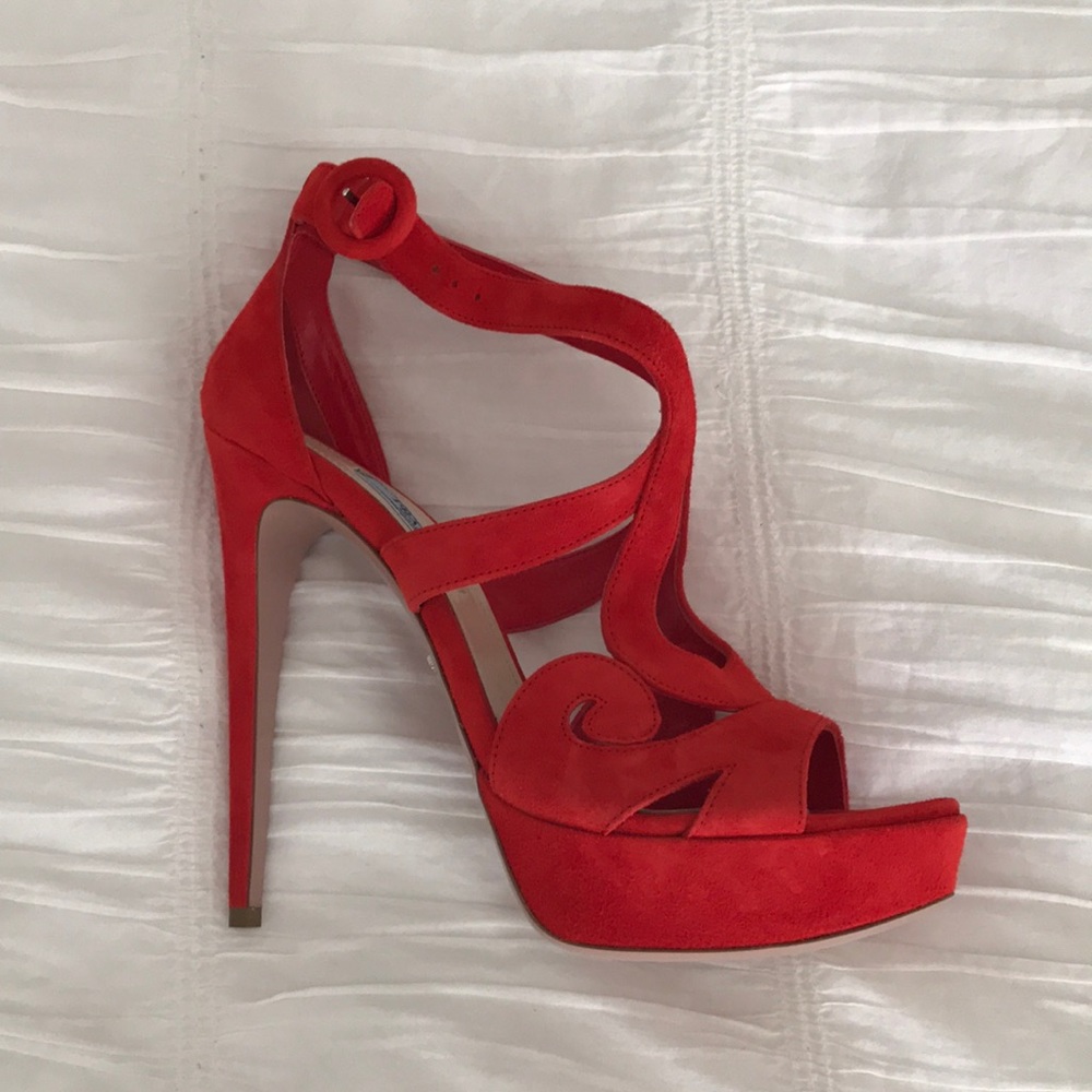 Prada platform red suede Stilettos - Picture 2 of 5